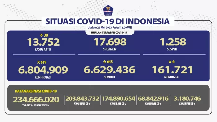 Situasi COVID-19 di Indonesia (Update per 25 Mei 2023)