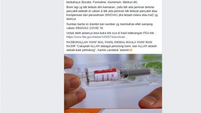 Sinovac vaksin Status vaksin
