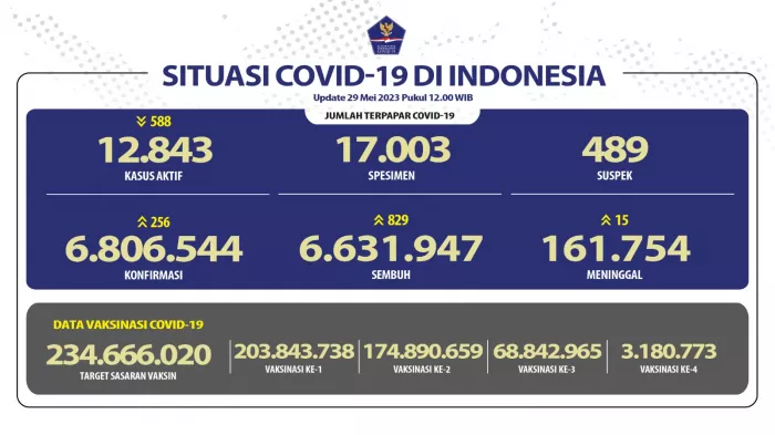 Situasi COVID-19 di Indonesia (Update per 29 Mei 2023)